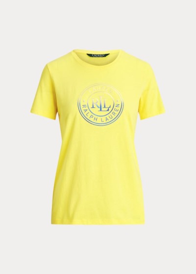 Playeras Ralph Lauren Mujer Amarillos - Logo Cotton Jersey - TCKDX0356